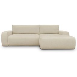 Canapé d'angle droit convertible 3 places en tissu chenille beige foncé - Sonny