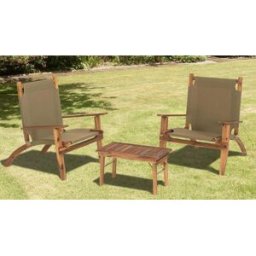 Salon de jardin 2 places avec 2 fauteuils et 1 table basse 63,5x36 cm en bois d'acacia - Vick