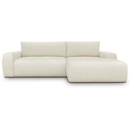 Canapé d'angle droit convertible 3 places en tissu chenille beige - Sonny