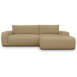 Canapé d'angle droit convertible 3 places en tissu chenille miel - Sonny