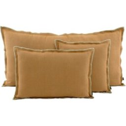 HAOMY Coussin en lin lavé à double volant Tabac 40 x 60 cm - Seoni