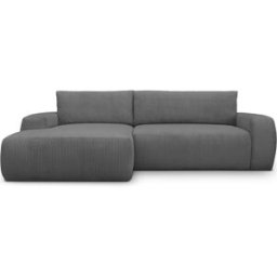 Canapé d'angle gauche convertible 3 places en velours côtelé gris anthracite - Sonny