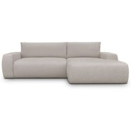 Canapé d'angle droit convertible 3 places en tissu chenille taupe - Sonny