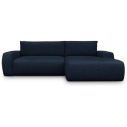 Canapé d'angle droit convertible 3 places en tissu chenille bleu foncé - Sonny