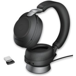 Jabra GN Jabra - Evolve2 85 UC Stéréo Noir USB-C avec base Casque sans fil UC haut de gamme pour PC et téléphone portable avec connexion dongle USB-C et base