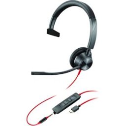 Poly Blackwire 3315 MS USB-C/Jack + dongle USB-C/A Micro-casque professionnel certifié Microsoft Teams avec triple connexion Jack, USB-A et USB-C.