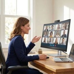 HP Serie 7 Pro Écran de conférence 5K2K 39,7'' Écran incurvé 5K2K de 39,7 pouces avec webcam 4K intégrée, microphones et haut-parleurs pour des
