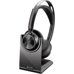 Poly Voyager Focus 2 USB-C Teams + adaptateur USB-C/A + base Casque Bluetooth compatible USB-A / USB-C et 3 niveaux d'ANC hybride pour éliminer les