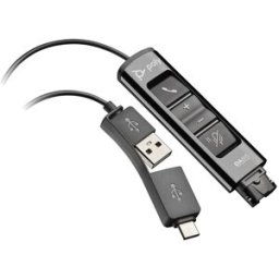Plantronics Cordon Poly DA85 Accessoires Un adaptateur audio QD - USB pour PC avec boîtier de commandes intégré.