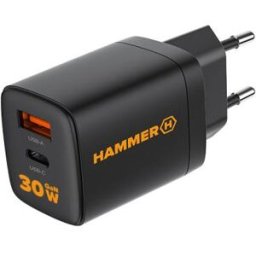 HAMMER RapidCharge Duo 30W Chargeur double universel avec port USB-A et USB-C et puissance de 30W assurant une charge rapide et efficace de vos