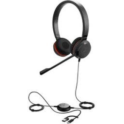 Jabra GN Jabra Evolve 20SE UC Duo USB-C/A Casque audio USB C/A haute qualité avec coussinets en cuir et commandes intuitives pour les appels et les loisirs