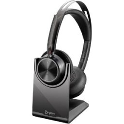 Poly Voyager Focus 2 USB-C-C + adaptateur USB-C/A + base Casque Bluetooth compatible USB-A / USB-C et 3 niveaux d'ANC hybride pour éliminer les