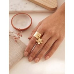 stand-prive.com Bague martelée à breloque fleur - Or or T.U female
