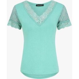 stand-prive.com Top uni droit à manches dentelle - Vert menthe vert-menthe 36 female