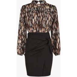 stand-prive.com Robe courte ajustée à noeud et imprimé abstrait - Noir noir 36 female