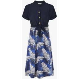 stand-prive.com Robe midi manches courtes motif tropical - Bleu foncé bleu-fonce 36 female