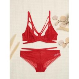 stand-prive.com Ensemble en dentelle à lanières croisées - Rouge rouge 100C/42 female