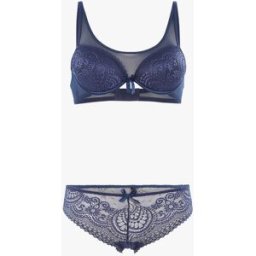 stand-prive.com Ensemble en dentelle ajourée et tulle - bleu indigo bleu-indigo 100C/42 female
