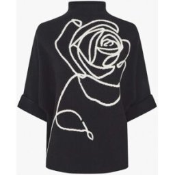 stand-prive.com Pull ample manches 3/4 motif rose - Noir noir 36/38 female