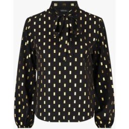stand-prive.com Blouse col lavallière à imprimé rectangles dorés - Noir noir 36 female