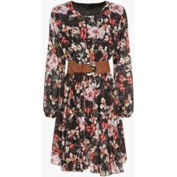 stand-prive.com Robe patineuse imprimé fleurs d'automne à col rond - Noir noir 36 female