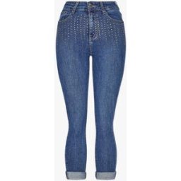 stand-prive.com Jean slim taille haute à strass - Bleu bleu 36 female