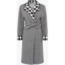 stand-prive.com Veste longue à revers imprimé pied de poule - Gris chiné gris-chine 36 female