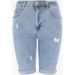 stand-prive.com Bermuda push up à légères déchirures - Bleu bleu 38 female