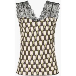 stand-prive.com Top satiné à imprimé retro et dentelle - Noir noir 36/38 female