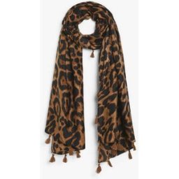 stand-prive.com Foulard à imprimé léopard et pampilles - Noir noir T.U female