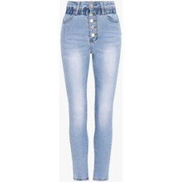 stand-prive.com Jean slim à taille empire élastiquée - Bleu bleu 36 female