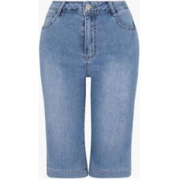 stand-prive.com Bermuda grande taille en jean coupe droite - Bleu clair bleu-clair 40 female