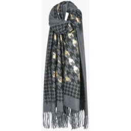 stand-prive.com Echarpe à imprimé pied de poule irisé et bords à franges - Gris foncé gris-fonce T.U female