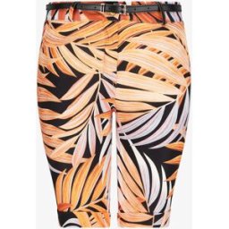 stand-prive.com Bermuda à ourlets imprimé feuilles tropicales - Orange orange 36 female