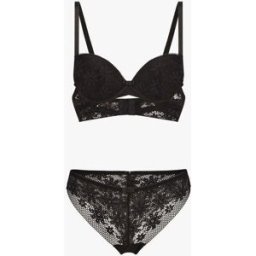 stand-prive.com Ensemble lingerie en dentelle motif fleuri - Noir noir 100C/42 female