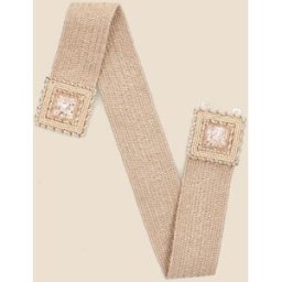 stand-prive.com Ceinture boucle carrée à perles - Sable sable T.U female