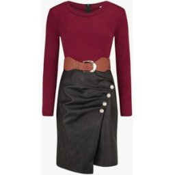stand-prive.com Robe bimatière jupe plissé à boutons - Lie de vin lie-de-vin 36 female