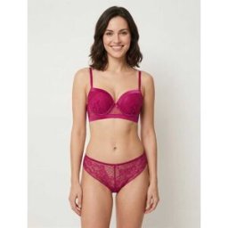 stand-prive.com Ensemble soutien-gorge et tanga ajouré à détail satiné - Fushia fushia 85B/36 female