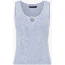 stand-prive.com Débardeur irisé à col bijou - Bleu ciel bleu-ciel T.U female