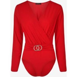 stand-prive.com Body à col cache-coeur et ceinture à boucle - Rouge rouge 36/38 female