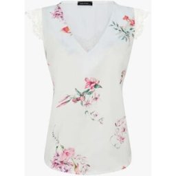 stand-prive.com Top satiné imprimé fleurs de lys à détail dentelle - Blanc blanc 36 female