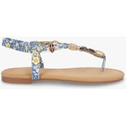 stand-prive.com Nu-pieds imprimé fleuri et perles en bois - Bleu bleu 36 female