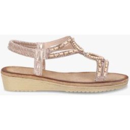 stand-prive.com Sandales compensées ornées de perles effet bois et strass - Champagne champagne 36 female