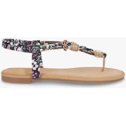 stand-prive.com Nu-pieds imprimé fleuri et perles en bois - Noir noir 36 female