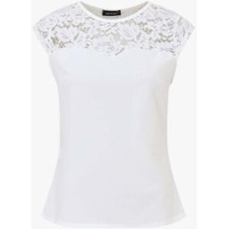 stand-prive.com Top uni coupe droite épaules en dentelle - Blanc blanc 36 female