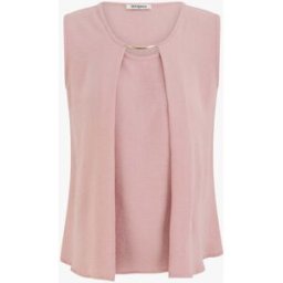 stand-prive.com Top droit uni à col rond bijou - Rose rose 36 female