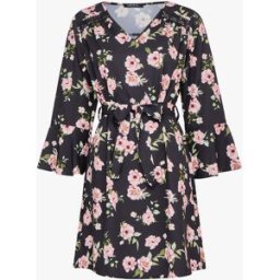 stand-prive.com Robe imprimé roses à manches trompettes volantées - Noir noir 36 female