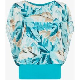 stand-prive.com Top en voile à manches volantées imprimé feuillage - Turquoise turquoise 36 female