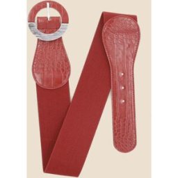 stand-prive.com Ceinture effet croco à boucle ronde - Rouge rouge T.U female