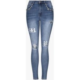 stand-prive.com Jean slim déchiré à poches strassées - Bleu denim bleu-denim 34 female